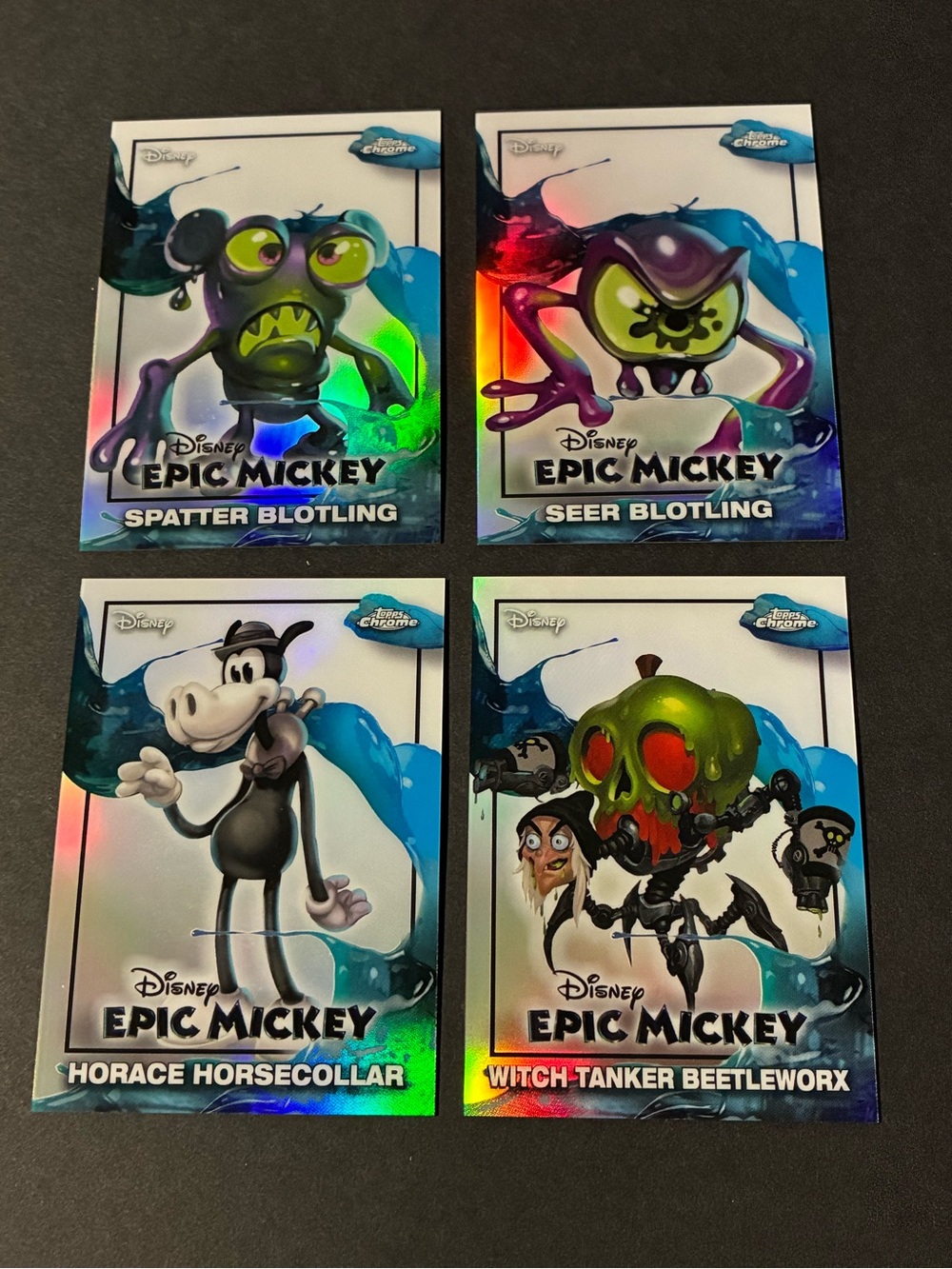 2026 Disney Topps Chrome Disney Epic Mickey Insert Set of 4 Cards